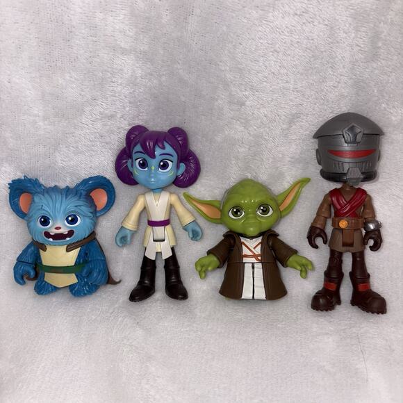 Star Wars Young Jedi Adventures Jedi Hero Collection Toy Figures Yoda Lot Of 4 - Picture 1 of 7